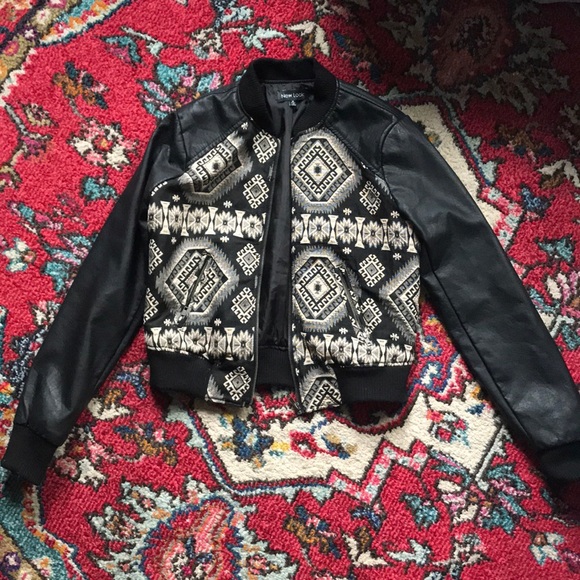 Bolero Style Leather Bomber Jacket - Picture 2 of 5
